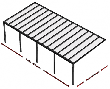 Preview: Überdachung mit VSG 8,76 mm klar, 10 x 4,5 m
